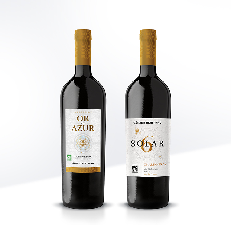 Etiquettes bouteilles de vins Or & Azur et Solar 6 – Gérard Bertrand